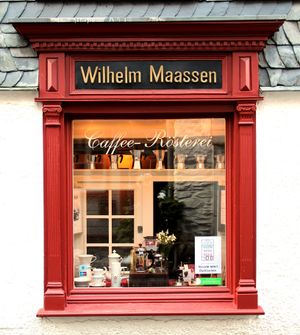 몬샤우(독일)에 있는 커피 로스팅 가게의 창