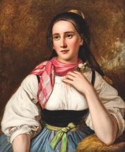 요한 밥티스트 라이터(Johann Baptist Reiter)의 그림, Frau in oberösterreichischer Tracht (오스트리아(Upper Austria)의 민속 의상을 입은 여성)