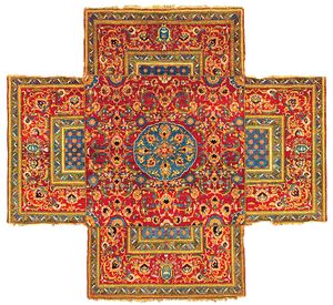 오스만 카이로 양식의 십자형 테이블 덮개. 16세기 중반.