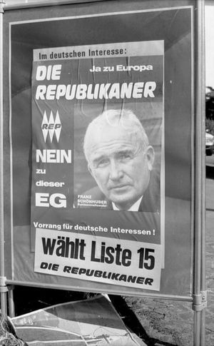 1989년 유럽 의회 선거에서 공화당 (Republikaner)의 선거 포스터