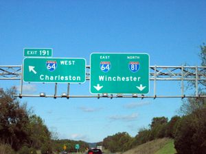 렉싱턴 근처 I-81/I-64 중첩 남쪽 종점