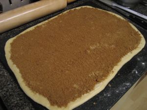 반죽에 시나몬 혼합물을 펼쳐놓음, 2009년 5월