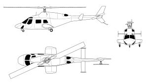 Bell 222 3면도
