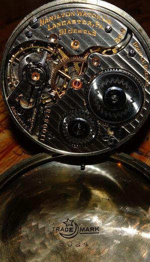 1914년형 해밀턴 992 레일로드 등급 회중시계의 무브먼트