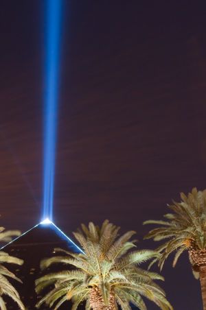 라스베이거스 대로에서 보는 럭소 스카이 빔.