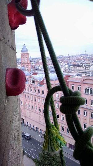 빈에 있는 클라이밍 센터 플라크투름 벽 꼭대기에서 본 전망