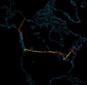 미국-캐나다 국경을 접하는 미국의 주