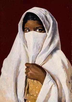 이슬람 율법에 따르면 무슬림 여성은 가슴을 가려야 한다.