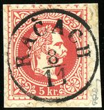 1867년경 라차흐(Ratschach) 우편 소인. 혼성 표기 Račach에 유의.