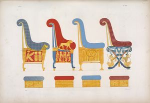 네 개의 왕실 의자와 지지대의 삽화