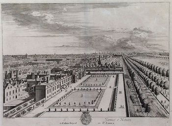 세인트제임스 궁전(St James's Palace), 왼쪽, 그리고 더 몰 (The Mall), 1715년