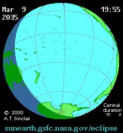 2035년 3월 9일 일식 경로 애니메이션