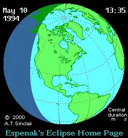 1994년 5월 10일 일식의 경로