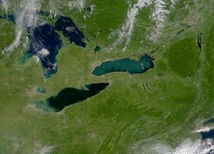 회랑의 몬트리올-윈저 구간. 회랑의 온타리오 구간 대부분은 이리호와 온타리오호 바로 북쪽에 위치해 있다.