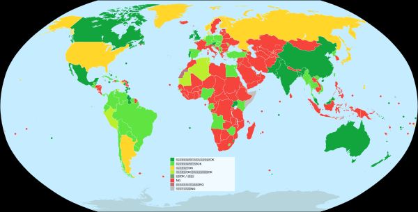 상업적 목적으로 이용하는 데 있어 전 세계의 "파노라마의 자유" 상황