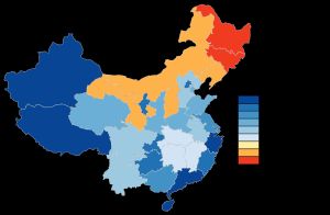 중국 국가통계국에 따르면 2010년에서 2020년 사이의 성(省)급 행정구역별 연평균 인구 증가율