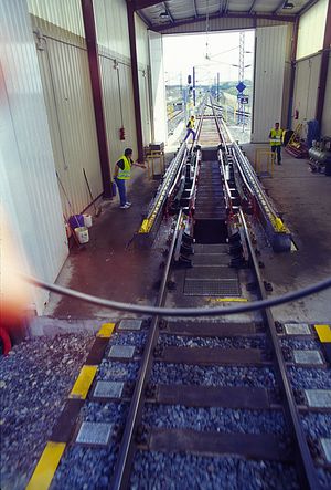 스페인 Lleida에 설치된 탈고(Talgo) 가변 궤간 시스템