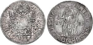 은화 탈러. 고슬라 주조. 1587년