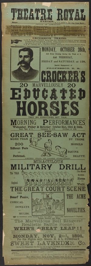  "Educated Horses"의 공연을 광고하는 플레이빌로, 이 앨범의 제목에 영감을 주었다고 좀비가 말했다.