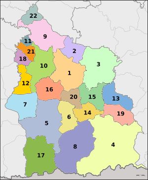 시사껫 주의 22개 군 지도