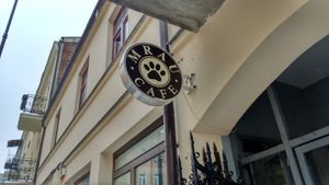 폴란드 루블린의 Mrau 카페 간판