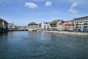 라트하우스와 추어 사프란, 추어 하우에, 춤 뤼덴, 추어 치머로이텐 길드하우스. 뮌스터교에서 본 풍경