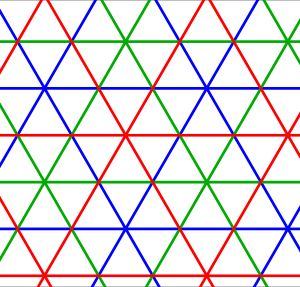 A 격자를 세 개의 정삼각형 격자로 나타내었다.