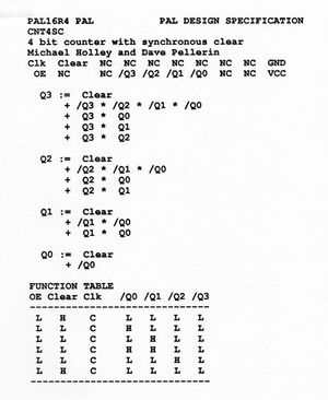 4비트 카운터의 PALASM 설계