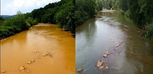 리틀 코네모강 정화 프로젝트의 전후 사진