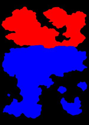 발렌시아 대륙붉은색: 리겔 왕국, 푸른색: 소피아 왕국