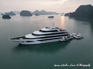 베이에 정박한 유람선