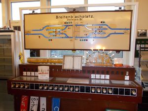 베를린 지하철 박물관에 있는 브라이텐바흐플라츠역의 구 제어판