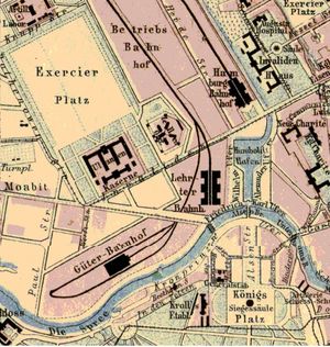 베를린에 위치한 함부르크역과 레르테역의 위치 관계 (1875년)