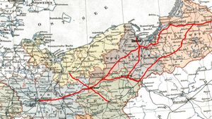 1905년 지도에 표시된 프로이센 동방 철도의 주요 노선