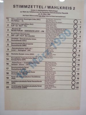 1990년 동독 총선거 투표용지