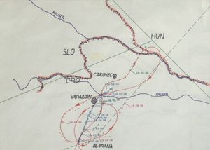오스트리아군의 레이더 기록. 차코베츠, 바라주딘, 그라나가 표시되어 있다.