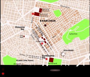 아테네 사건의 위치.