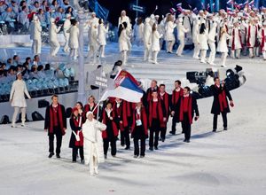 개막식에서 경기장에 입장하는 세르비아 선수단