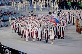 슬로바키아 선수들의 개회식 입장 모습