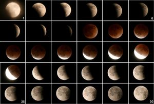 일본에서 관측된 월식의 경과, 10일 21:50부터 다음날 1:29(JST)까지