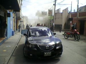 지진 발생 직후 산마르코스 시의 건물 피해