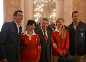 오스트리아 육상 대표단. 왼쪽부터 보이타, 에버를, 슈로트, 마이어.