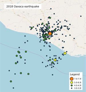 2018년 오아하카 지진 지도