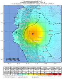 2021년 11월 28일 발생한 페루 지진의 위치