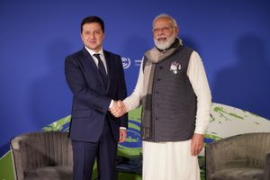  우크라이나 대통령의 참가. 볼로디미르 젤렌스키 COP 26 UN 기후 변화 회의에서