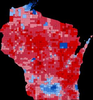 지방 자치 결과지도 범례파란색 계열: 바이든 우세 / 붉은색 계열: 트럼프 우세 / 보라색: 동률 / 회색: 무투표