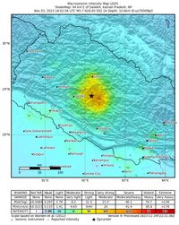 미국 지질조사국에서 생성한 강한 지반 운동 지도