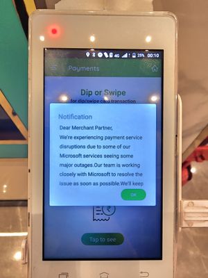 인도 결제 서비스 중단으로 인해 모바일 앱이 영향을 받았다.