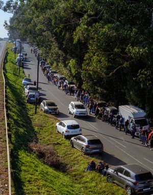 재개장 후 살아남은 식료품점 줄이 800m에 달함.