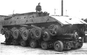 1945년 영국군이 포획한 프로토타입, 트레일러에 실린 모습